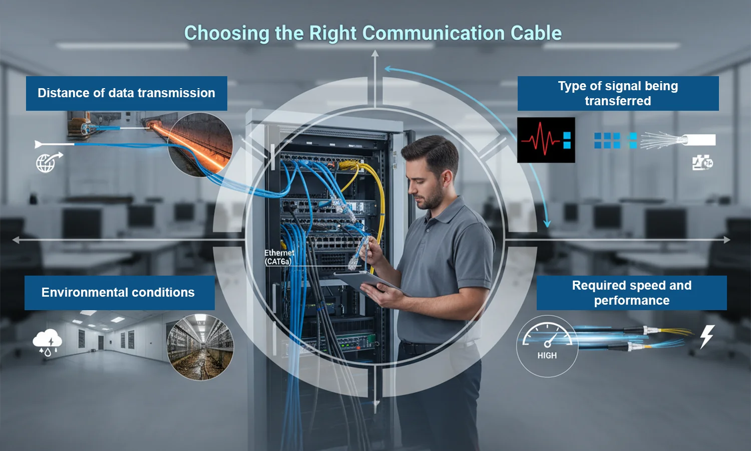 Choosing the right communication cable based on distance, signal and speed